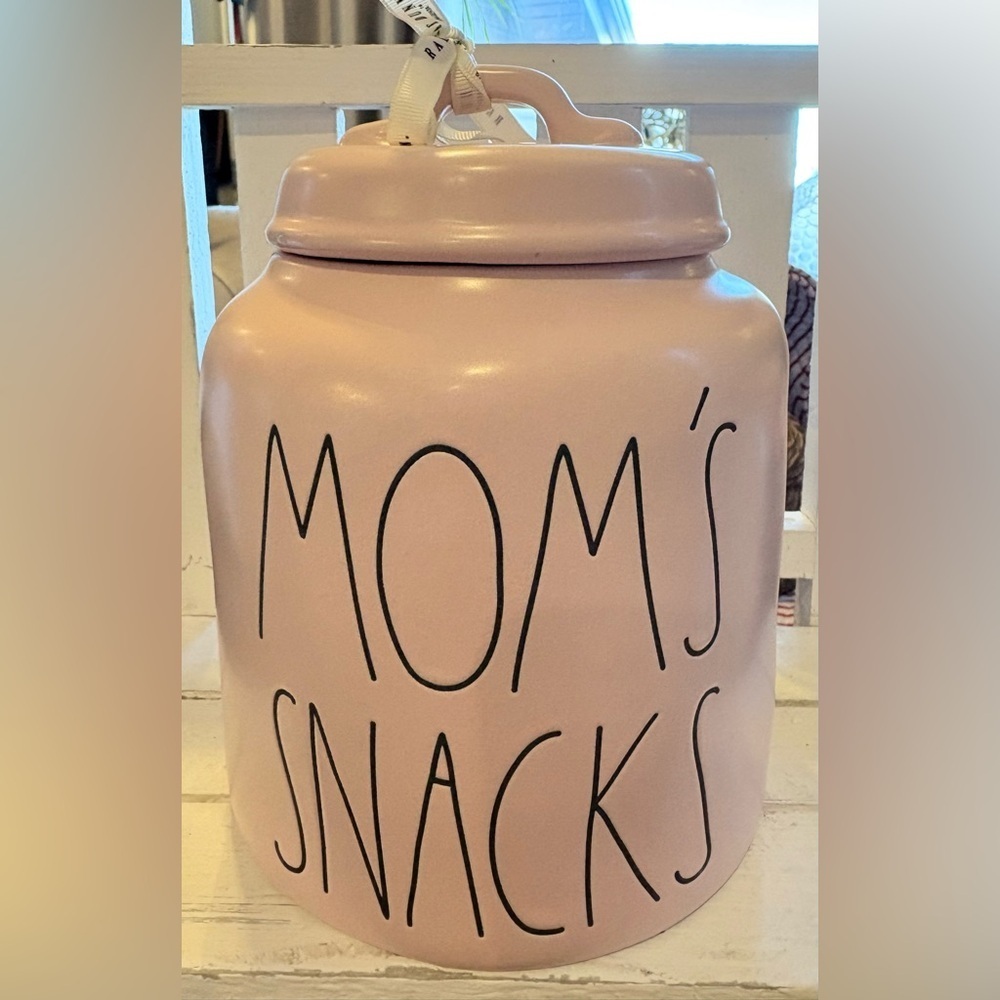 Rae Dunn Pink Mom's Snacks Jar